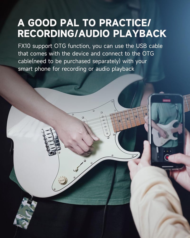 FLAMMA Guitar Headphone Amp Portable with 28 Drum Grooves 14 Built-in Effects 14 Amplifier Models 5 Tone Colors Support Bluetooth USB Audio Recording and Playback OTG Function Home Practice - Image 4